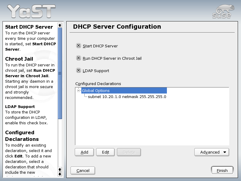 DHCP Server: Chroot Jail and Declarations